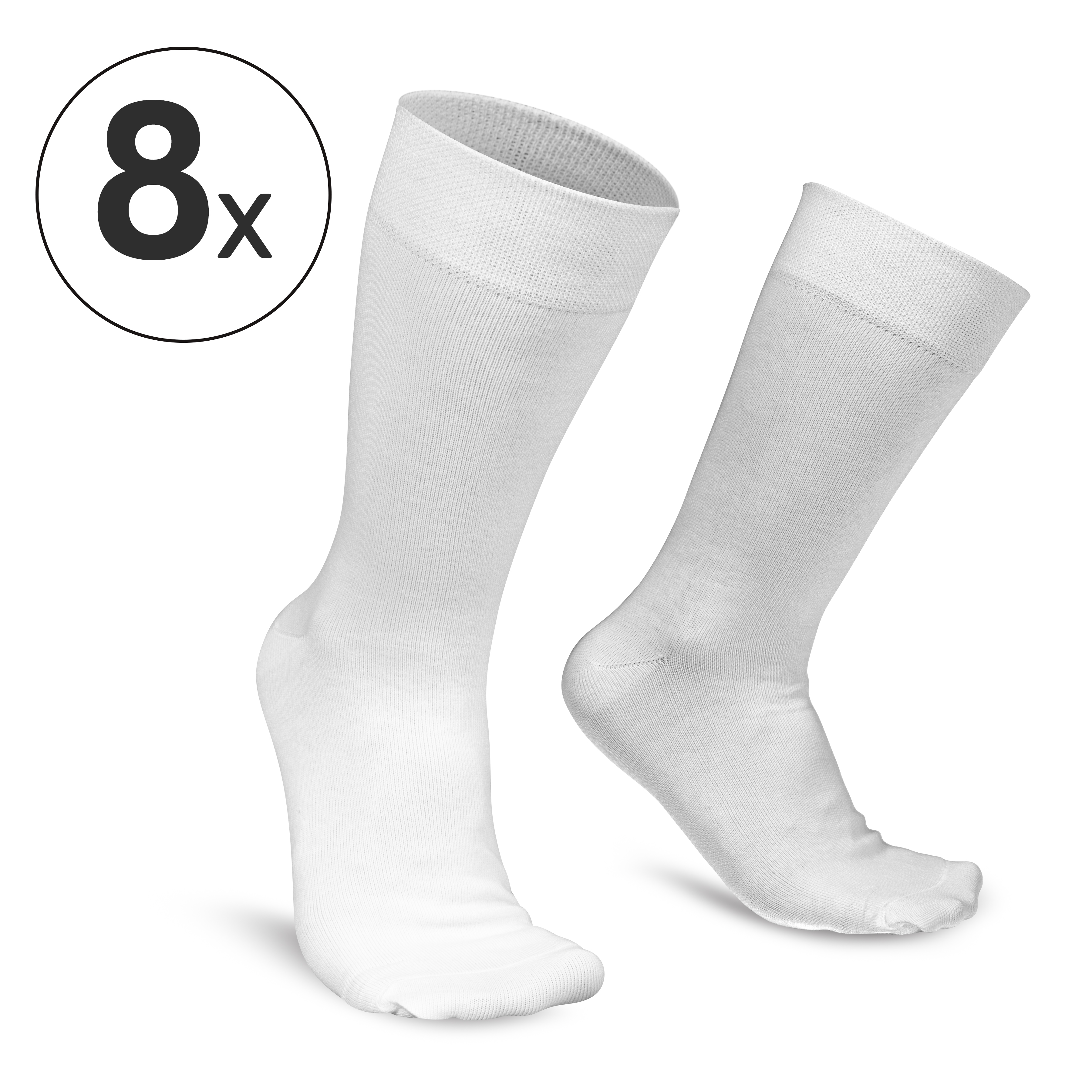 8 Paar Bio-Baumwollsocken weiß, fair hergestellt in Portugal (EU), 39 - 42 