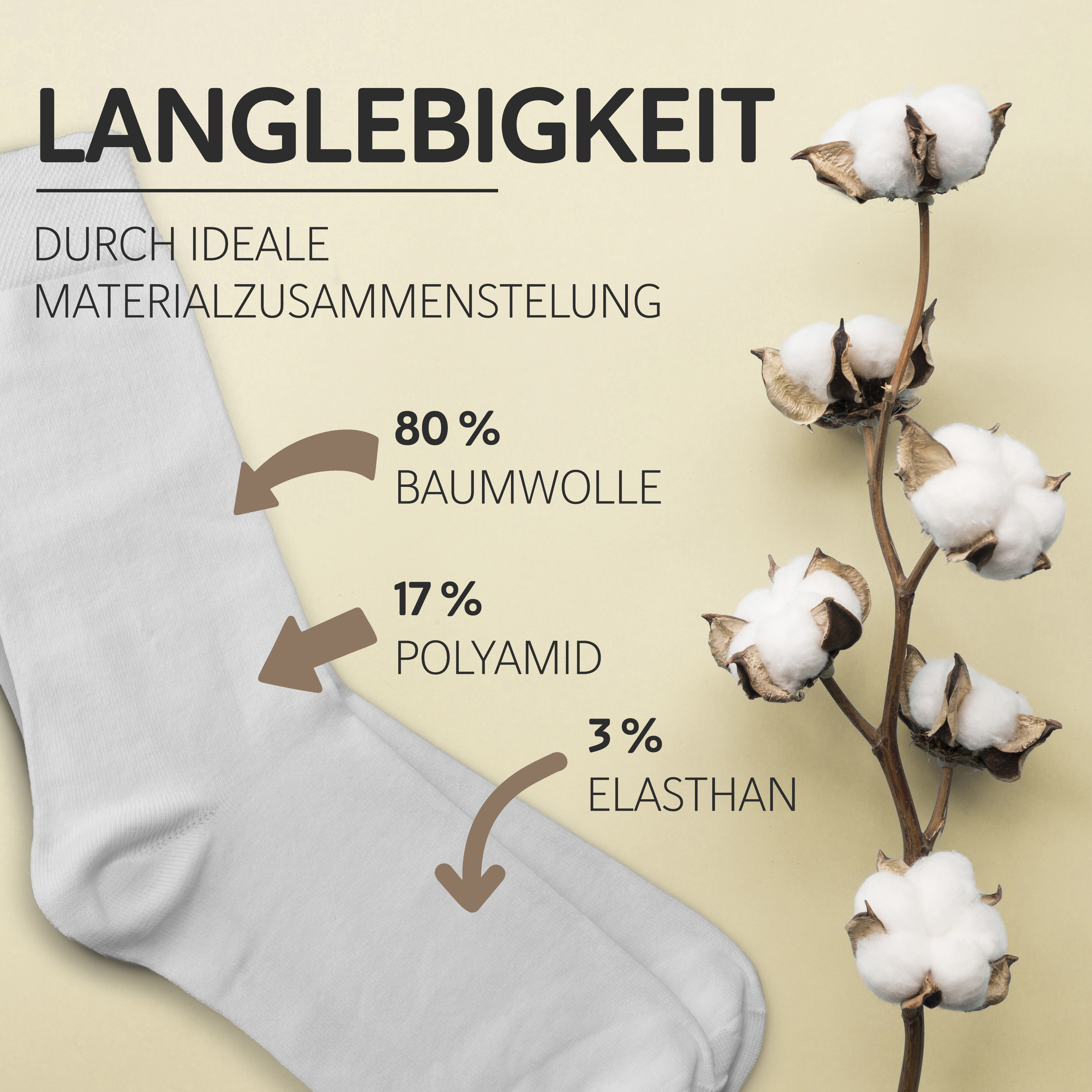 8 Paar Bio-Baumwollsocken weiß, fair hergestellt in Portugal (EU), 35 - 38 